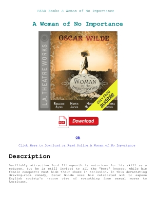 READ Books A Woman of No Importance