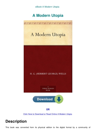 eBook A Modern Utopia