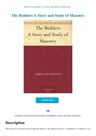 Books The Builders A Story and Study of Masonry