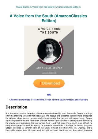 READ Books A Voice from the South (AmazonClassics Edition)