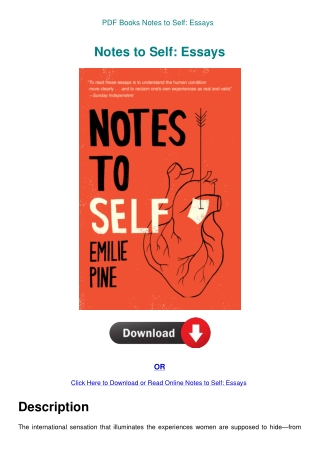 PDF Books Notes to Self Essays