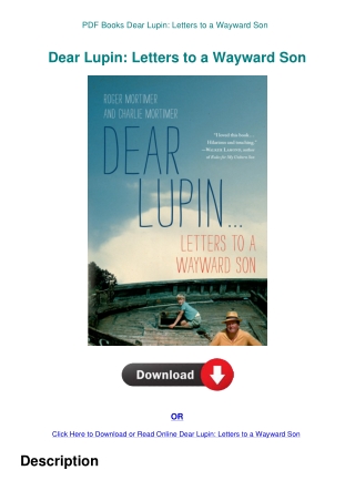 PDF Books Dear Lupin Letters to a Wayward Son
