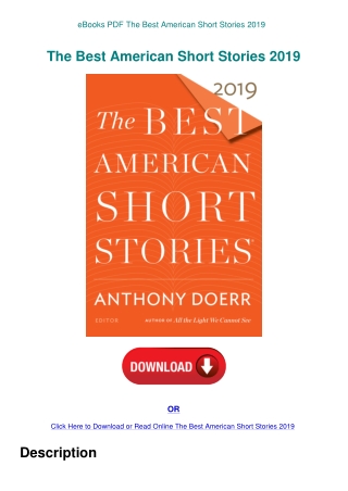 eBooks PDF The Best American Short Stories 2019