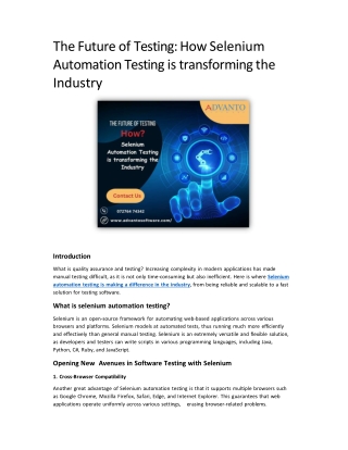 The Future of Testing How Selenium Automation Testing is transforming the Industry