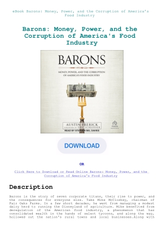 eBook Barons Money  Power  and the Corruption of America's Food Industry