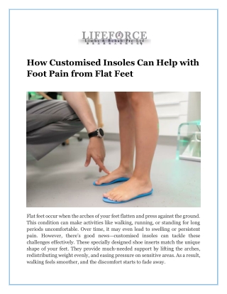 How Customised Insoles Can Help with Foot Pain from Flat Feet