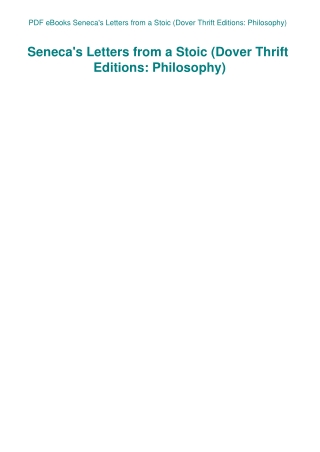 PDF eBooks Seneca's Letters from a Stoic (Dover Thrift Editions Philosophy)