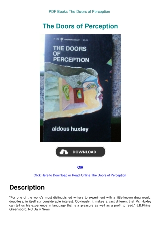 PDF Books The Doors of Perception