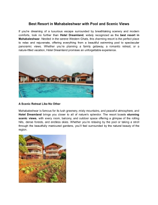 Best Resort in Mahabaleshwar with Pool and Scenic Views