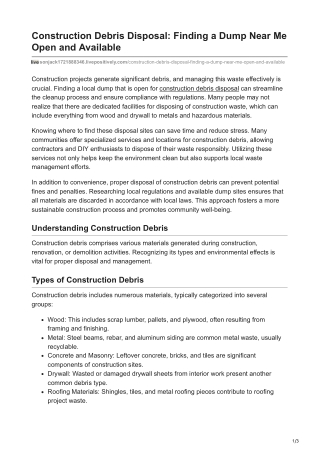 Construction Debris Disposal Finding a Dump Near Me Open and Available