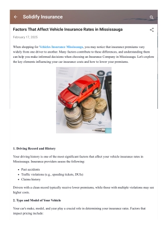 Factors That Affect Vehicle Insurance Rates in Mississauga