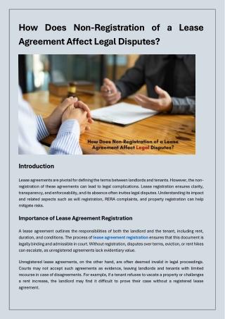 Non-Registration of a Lease Agreement Affect Legal Disputes