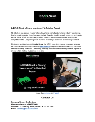 Is RENB Stock a Strong Investment_ A Detailed Report