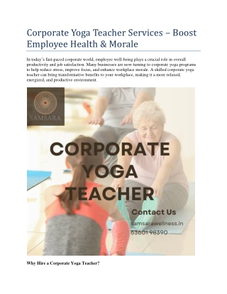 Expert Corporate Yoga Teacher – Enhance Workplace Wellness