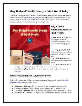 Shop Budget-Friendly Beauty at Ideal World Today