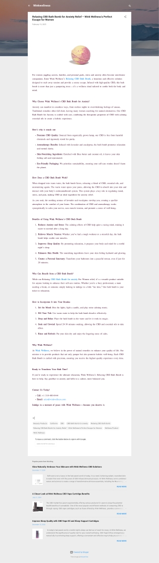 Relaxing CBD Bath Bomb for Anxiety Relief – Wink Wellness’s Perfect Escape for W