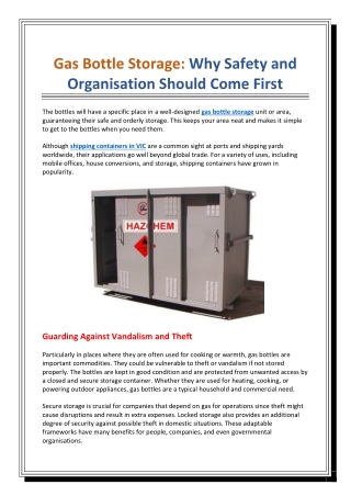 Gas Bottle Storage Why Safety and Organisation Should Come First