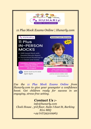 11 Plus Mock Exams Online | Hunarly.com