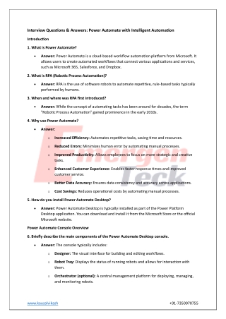 Power Automate Interview Questioans Answers with Intelligent Automation 2025