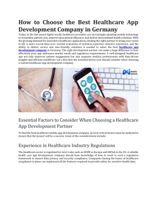 How to Choose the Best Healthcare App Development Company in Germany