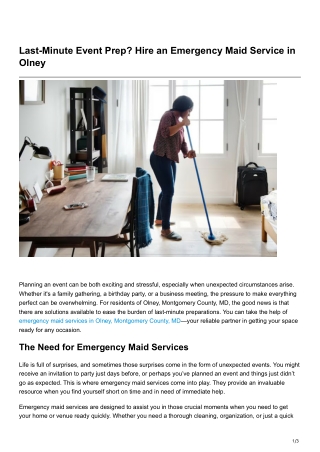 Last-Minute Event Prep Hire an Emergency Maid Service in Olney