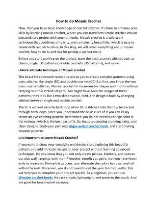 How to do Mosaic Crochet