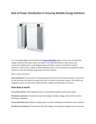 Online Power - Reliable and Efficient Power Distribution Solutions for Critical