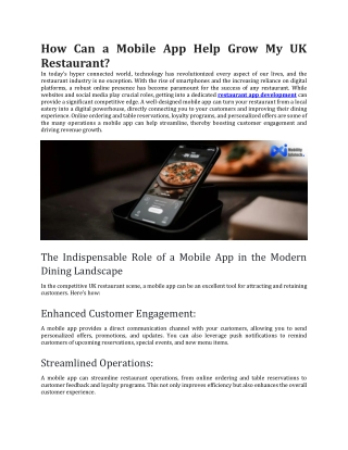 How Can a Mobile App Help Grow My UK Restaurant