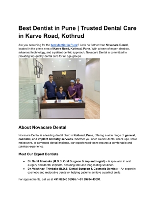 Best Dentist in Pune _ Trusted Dental Care in Karve Road, Kothrud