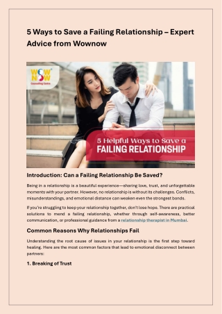 5 Expert Tips to Fix a Failing Relationship – Expert Advice