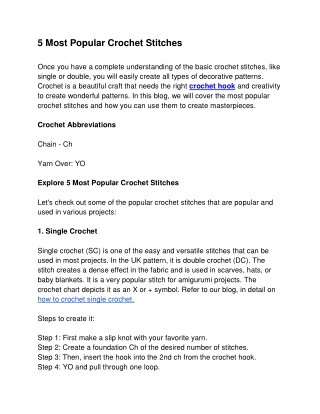 5 Most Popular Crochet Stitches