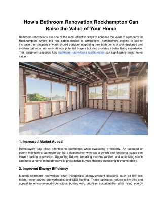 How a Bathroom Renovation Rockhampton Can Raise the Value of Your Home