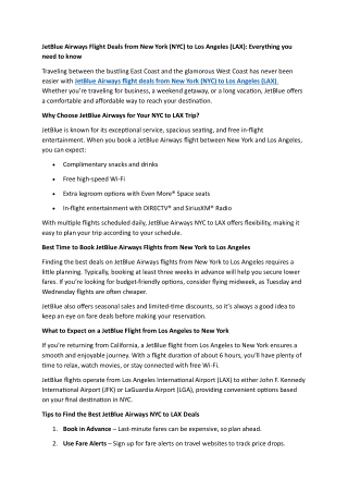 JetBlue Airways Flight Deals from New York (NYC) to Los Angeles (LAX) Everything you need to know