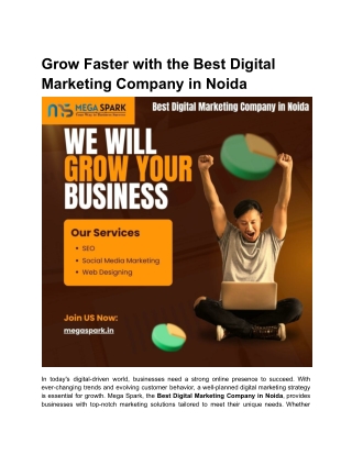 Grow Faster with the Best Digital Marketing Company in Noida