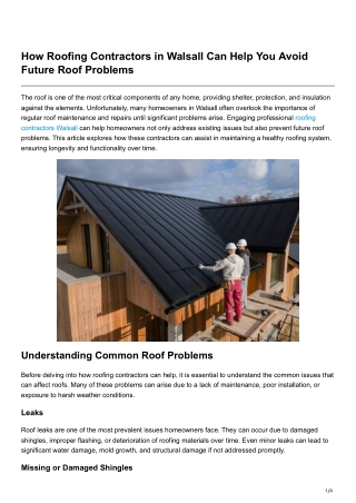 How Roofing Contractors in Walsall Can Help You Avoid Future Roof Problems