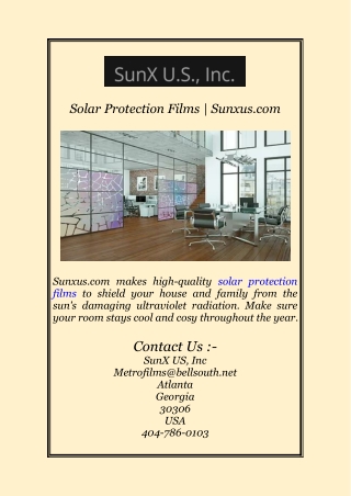 Solar Protection Films | Sunxus.com