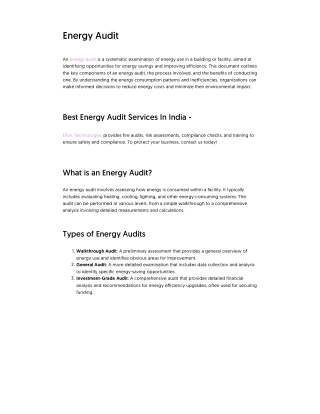 Energy Audit Services In India