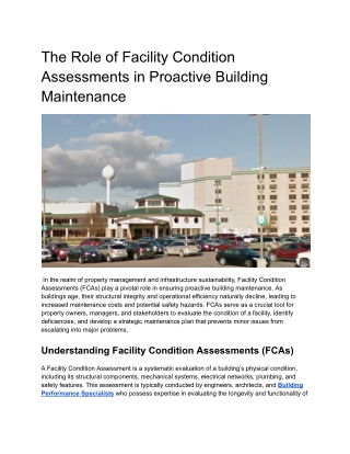 The Role of Facility Condition Assessments in Proactive Building Maintenance