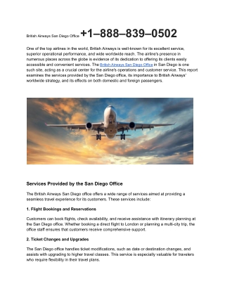 British Airways San Diego Office