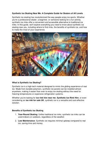 Synthetic Ice Skating Near Me: A Complete Guide for Skaters of All Levels