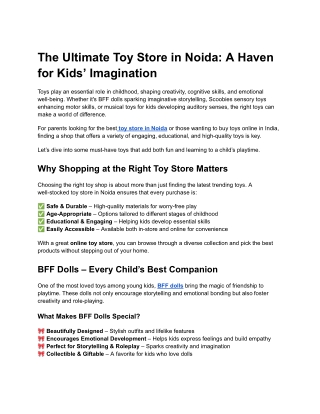 The Ultimate Toy Store in Noida_ A Haven for Kids’ Imagination
