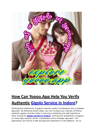 How Can Yoooo.App Help You Verify Authentic Gigolo Service in Indore