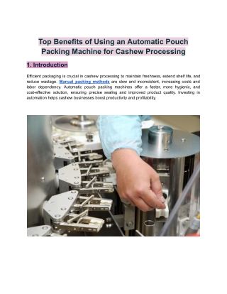 Fully Automatic Cashew Kernels Pouch Packing Machine, Cashew Tin Packing System