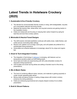 Latest Trends in Hotelware Crockery (2025)