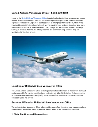 United Airlines Vancouver Office