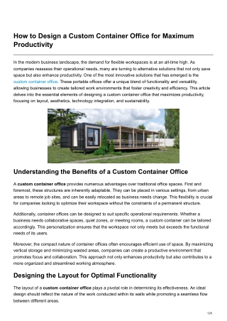 How to Design a Custom Container Office for Maximum Productivity