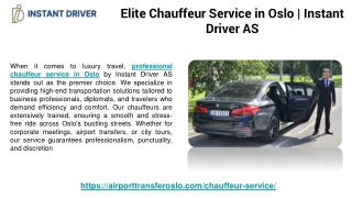 Elite Chauffeur Service in Oslo | Instant Driver AS