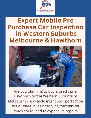 Reliable Pre Purchase Car Inspection Services in Western Suburbs Melbourne & Hawthorn