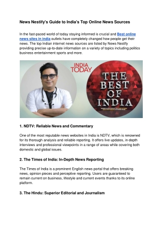 News Nestify's Guide to India's Top Online News Sources