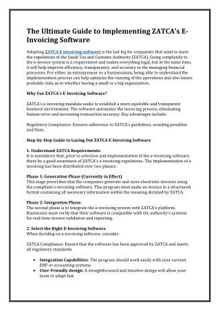 The Ultimate Guide to Implementing ZATCA's E-Invoicing Software